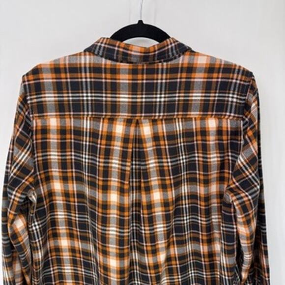 Garnet‎ Hill Grunge Flannel Button-up Shirt Womens 10 Cotton Blue Plaid - Picture 9 of 10